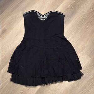 Black Strapless Lace Dress